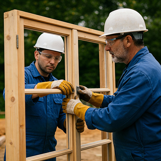 Détail d’un assemblage de menuiserie bois réalisé sur mesure
